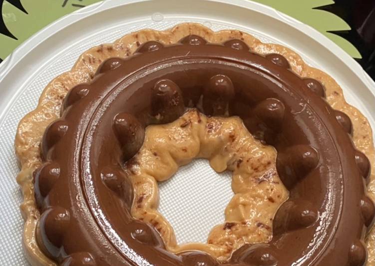 Flan sin horno de chocolate y turr贸n 馃崼