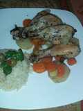 Muslos de pollo al horno a mi manera, con vino blanco