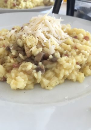 Foto principal de Risotto de jamón y champiñones improvisado