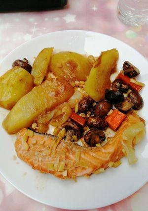Una foto de Asado de salmón al papillote