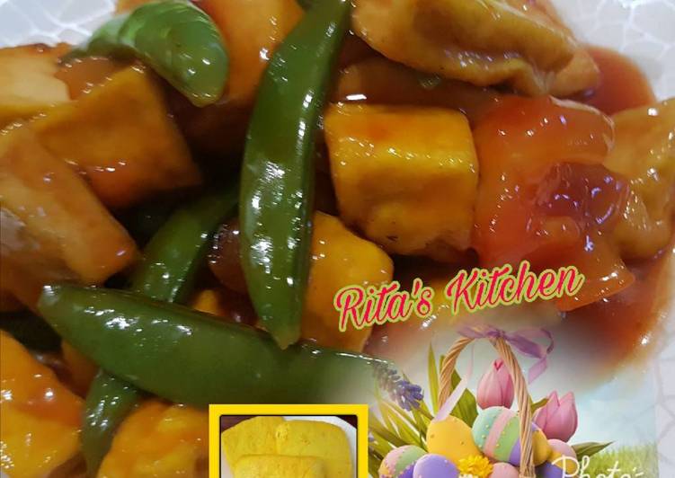 Vegetarian asam Manis tahu kuning