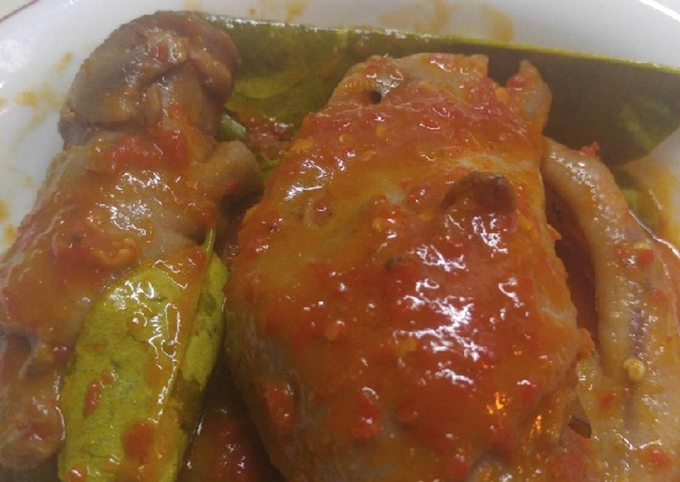 Kepala bebek masak pedas asem manis.