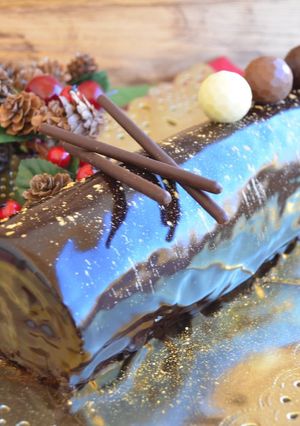 Una foto de Tronco de Navidad de chocolate