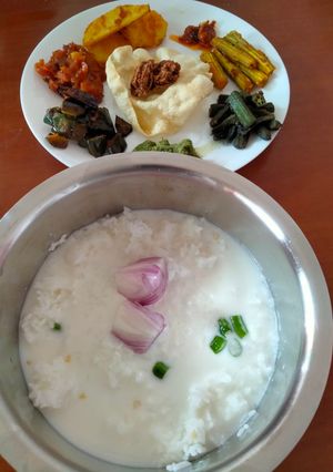 A picture of Pakhala bhata (water rice).