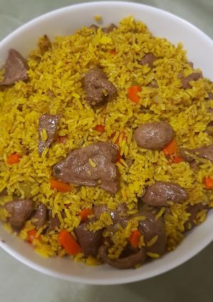 Una foto de Arroz pilaf con hígado de res al vino tinto