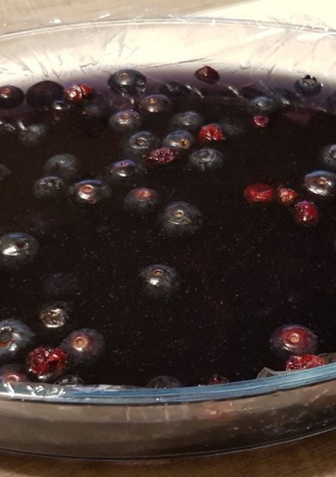 Una foto de Tarta de gelatina de arándanos