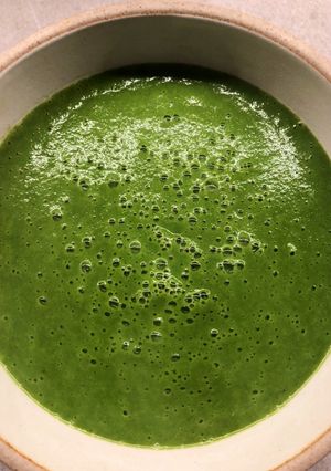 A picture of Three-Garlic soup - can be vegan.
