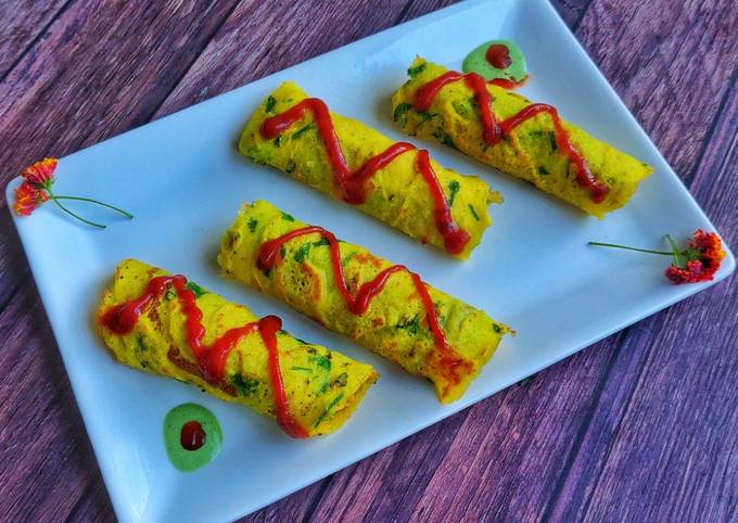 Stuffed moong dal chilla rolls