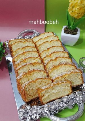 عکسی از دستور پاند کیک کنجدی 😉 (ژله دو رنگ و سالاد فصل)