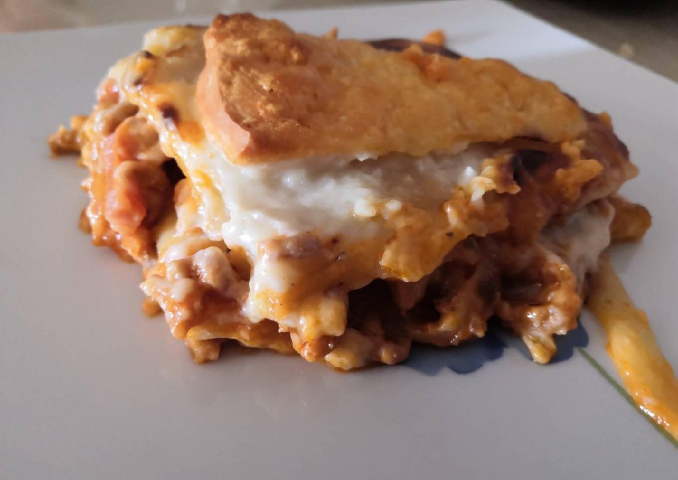 Lasaña carne y bacon