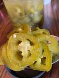 Quick pickled jalapeño rings - i hear this are great on nachos