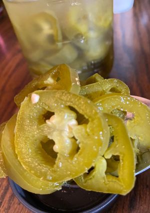A picture of Quick pickled jalapeño rings - i hear this are great on nachos.