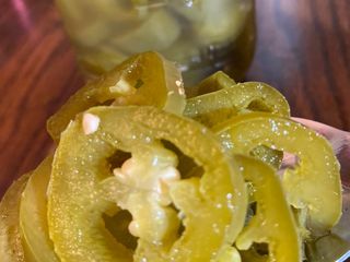 Quick pickled jalapeño rings - i hear this are great on nachos