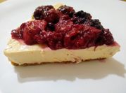 Una foto de cheesecake sin huevo sin horno
