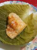 Bacalao asado en airfryer sobre "conchas" de col rizada