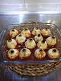 Huevos rellenos de verdura, ensangrentados 🕸️☠️👻