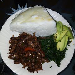 Ugali,Omena,steamed sukuma wiki A picture of Ugali,Omena,steamed sukuma wiki.