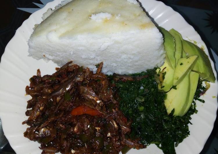 Simple Way to Prepare Any-night-of-the-week Ugali,Omena,steamed sukuma wiki