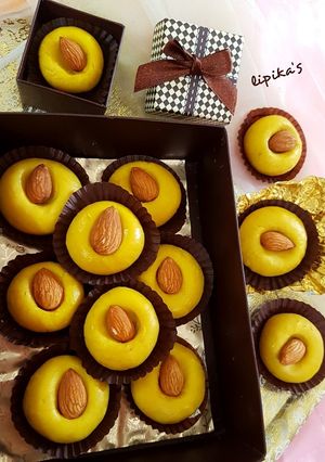 A picture of Kesar Almond Peda.