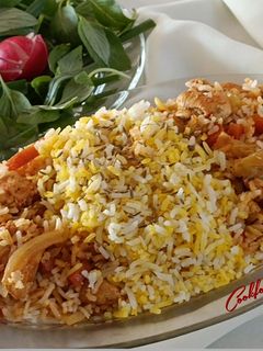 عکسی از دستور پلو مرغ کرمانی