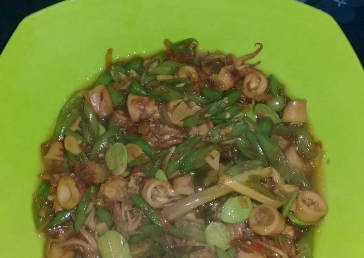 Tumis Cumi buncis pete pedas manis