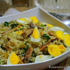 A picture of Stir Fried Rice with Smoked Mackerel.