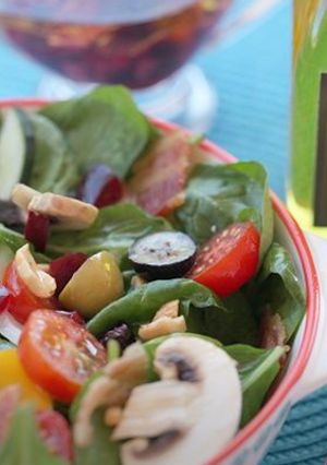 A picture of Salad with bright cherry vinaigrette.