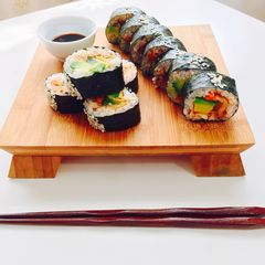 A picture of Kimchi Avocado Sushi.