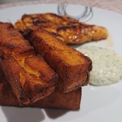 A picture of Polenta Chips with Roasted Garlic Aioli.