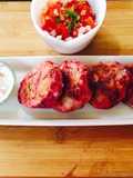 Beetroot onion patties with Peanut sauce