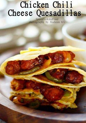 A picture of Chicken Chili Cheese Quesadillas.