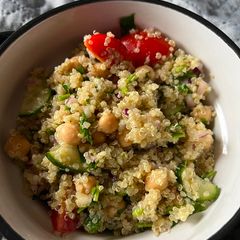 Quinoa salad with chickpeas and avocado A picture of Quinoa salad with chickpeas and avocado.