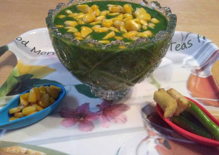 Steps to Make Super Quick Homemade Spinach corn soup