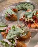 Tacos de camarón y filete capeados con cerveza
