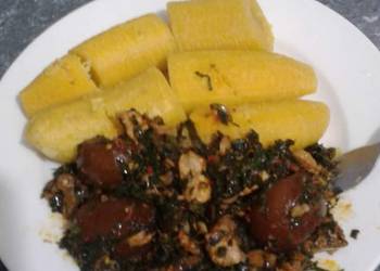 How to Make Delicious Boiling plantain and ugu stew
