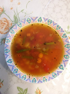 A picture of Grilled Chicken and Vegetable Soup.