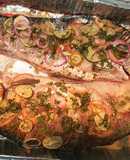 Bocachico al horno relleno de verduras