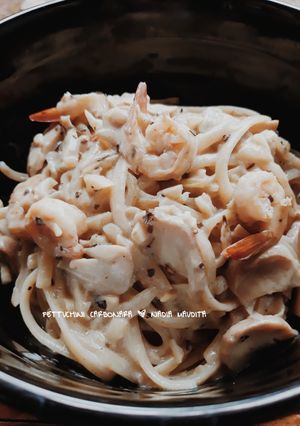 Foto resep Pasta Fettucine carbonara super simpel dan hemat!