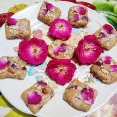 A picture of Delicious colorful tasty Gulab Pak with Alum powder.