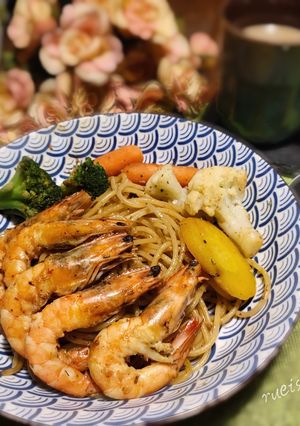 蒜香蝦蝦義大利麵 的食譜成品照片