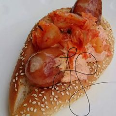 A picture of Kimchi Hotdog.
