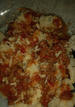 Una foto de Ñoquis.. de papa, queso, albahaca y harina!! 😁🙋‍♀️👌
