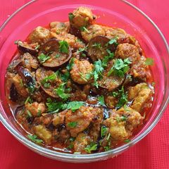 Soya and Brinjal Curry (Gravy) A picture of Soya and Brinjal Curry (Gravy).