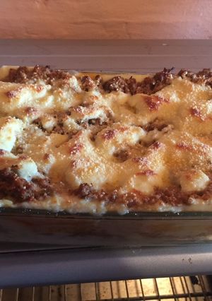 A picture of Mixed Meat, Ham, and Cheese Lasagna.