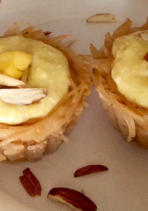 A picture of Rabdi Filled Saviya Katori...#dussehra.