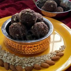 Chocolate chickpea malai mawa Laddu A picture of Chocolate chickpea malai mawa Laddu.