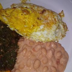 A picture of Breakfast with Rape leaves.
