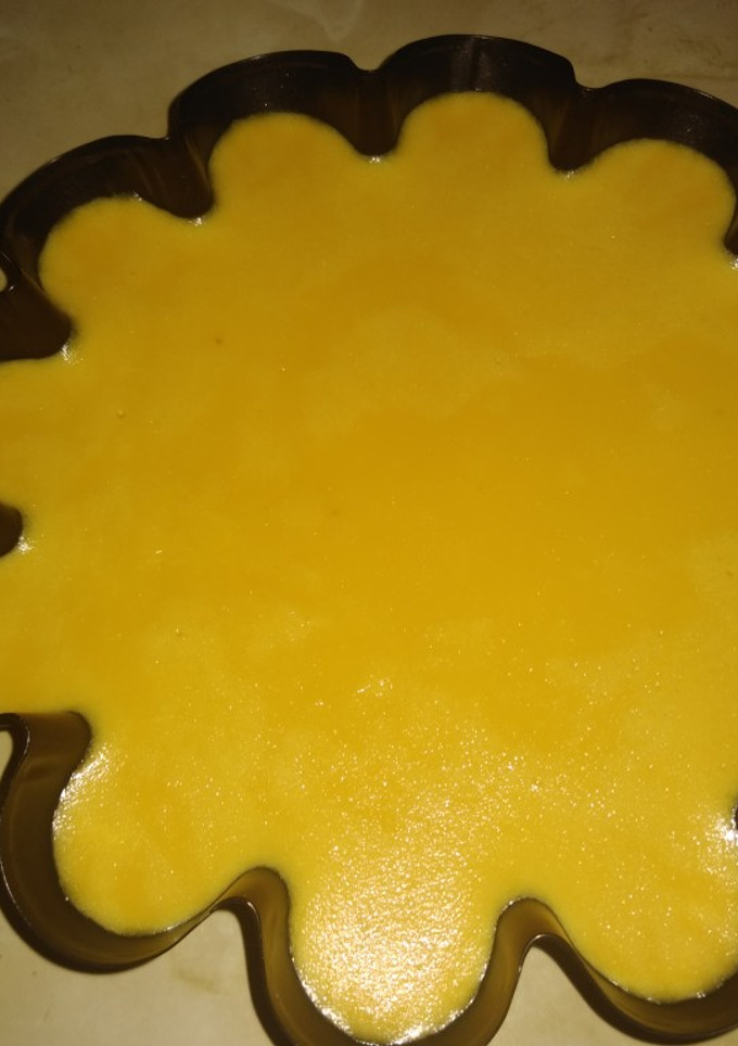 Una foto de Flan de turrón blando