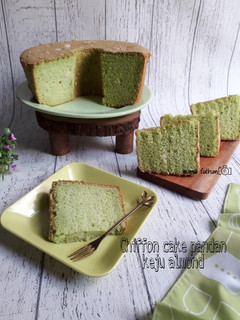 Foto resep Chiffon cake pandan keju almond