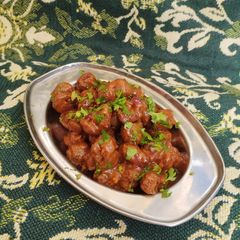 A picture of Soya chunks dry Manchurian.